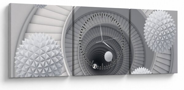 Obraz abstrakcji 3D (z zegarem) (90x30 cm)