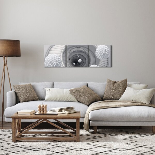 Obraz abstrakcji 3D (z zegarem) (90x30 cm)