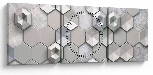 Obraz abstrakcji 3D (z zegarem) (90x30 cm)