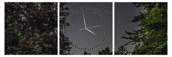 Obraz nocnego nieba (z zegarem) (90x30 cm)