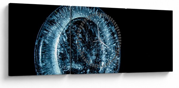 Obraz kropli lodu (z zegarem) (90x30 cm)