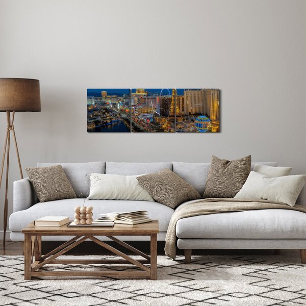 Obraz Las Vegas nocą (z zegarem) (90x30 cm)