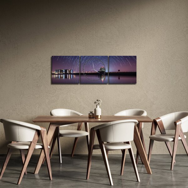 Obraz nocnego nieba z gwiazdami (z zegarem) (90x30 cm)