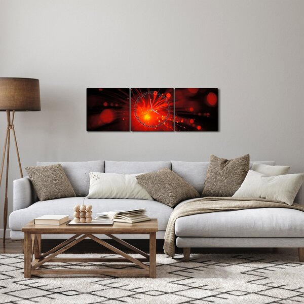 Obraz błyszczącej abstrakcji (z zegarem) (90x30 cm)