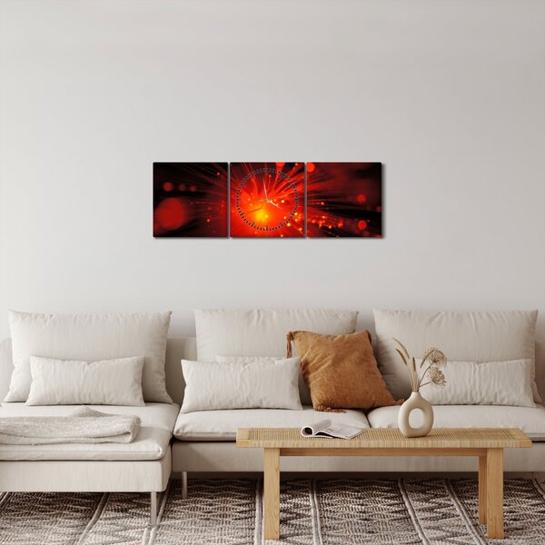 Obraz błyszczącej abstrakcji (z zegarem) (90x30 cm)