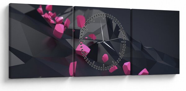 Obraz abstrakcji 3D (z zegarem) (90x30 cm)