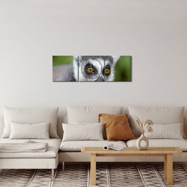 Obraz lemura (z zegarem) (90x30 cm)
