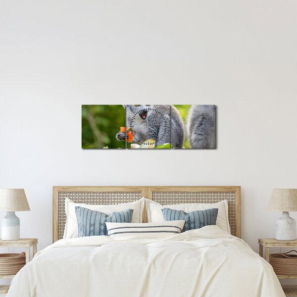 Obraz lemura (z zegarem) (90x30 cm)