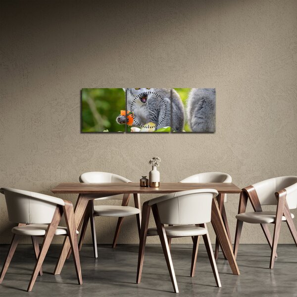 Obraz lemura (z zegarem) (90x30 cm)