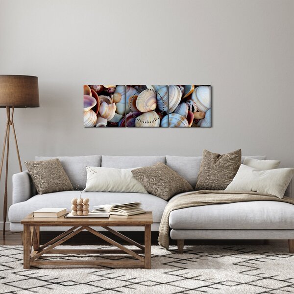 Obraz muszelek (z zegarem) (90x30 cm)