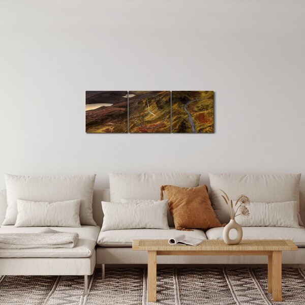 Obraz szkockich gór (z zegarem) (90x30 cm)