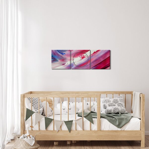Obraz - różowo - niebieskie kolory (z zegarem) (90x30 cm)