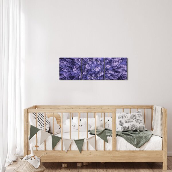 Obraz ośnieżonych drzew (z zegarem) (90x30 cm)