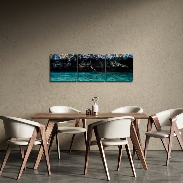 Obraz wody i skał (z zegarem) (90x30 cm)