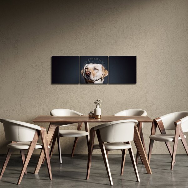 Obraz labradora (z zegarem) (90x30 cm)