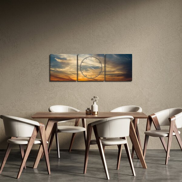 Obraz zachodu słońca (z zegarem) (90x30 cm)