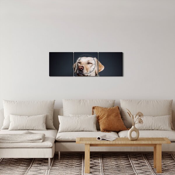 Obraz labradora (z zegarem) (90x30 cm)