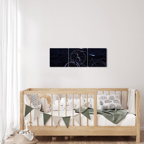 Obraz roweru w Amsterdamie (z zegarem) (90x30 cm)