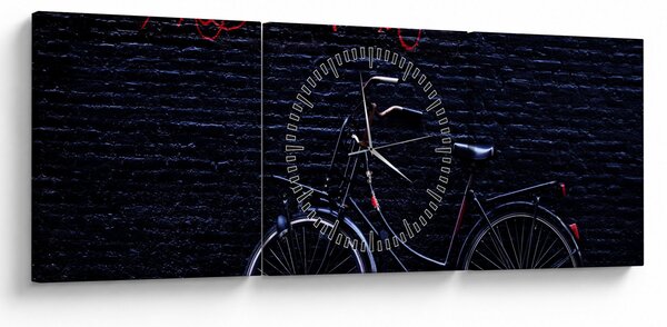 Obraz roweru w Amsterdamie (z zegarem) (90x30 cm)