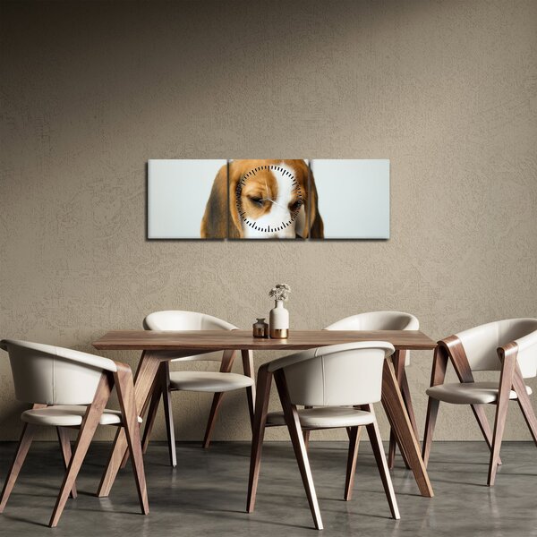 Obraz Beagle (z zegarem) (90x30 cm)