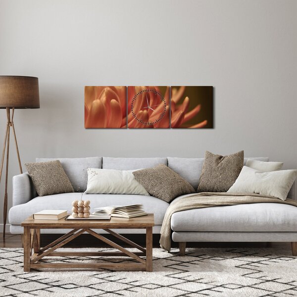 Obraz szczegółów kwiatu (z zegarem) (90x30 cm)