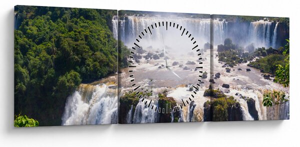 Obraz wodospadu Iguassu (z zegarem) (90x30 cm)