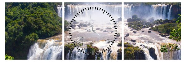 Obraz wodospadu Iguassu (z zegarem) (90x30 cm)