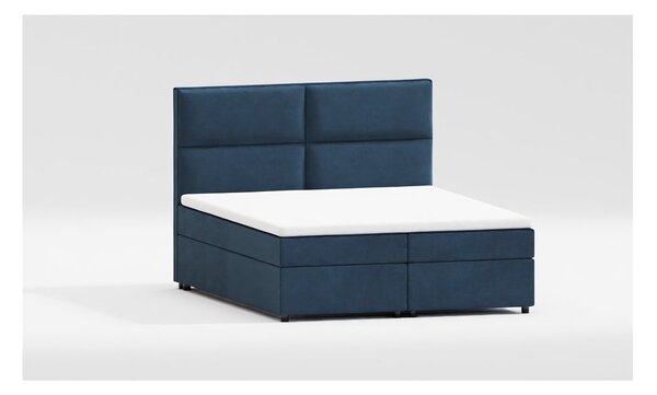 Ciemnoniebieskie łóżko boxspring ze schowkiem 140x200 cm Rico – Ropez