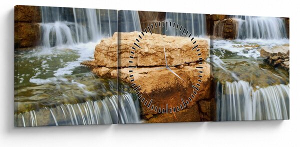 Obraz wodospadu (z zegarem) (90x30 cm)