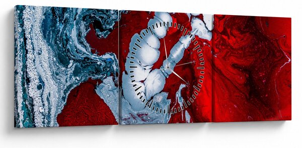Obraz abstrakcyjnych plam (z zegarem) (90x30 cm)