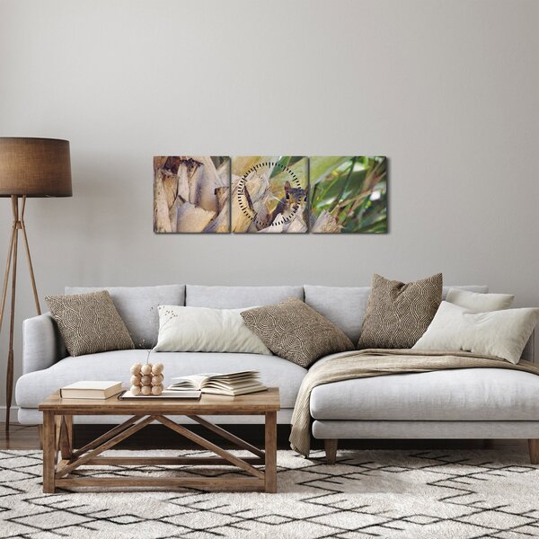 Obraz wiewiórki na drzewie (z zegarem) (90x30 cm)