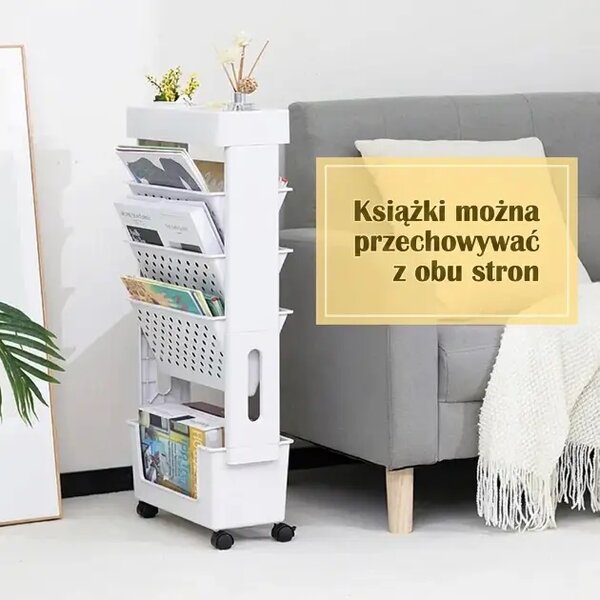 Bookcart™ Pięciopoziomowy Regał Na Książki Na Kółkach