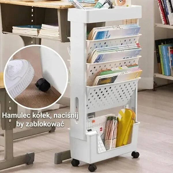 Bookcart™ Pięciopoziomowy Regał Na Książki Na Kółkach