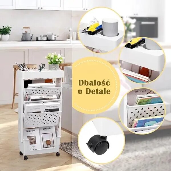 Bookcart™ Pięciopoziomowy Regał Na Książki Na Kółkach