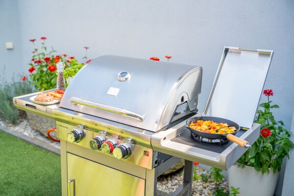 Grill gazowy CALIFORNIA BBQ, 4 palniki, z reduktorem, srebrny Penta CZ