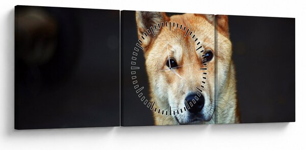 Obraz psa (z zegarem) (90x30 cm)