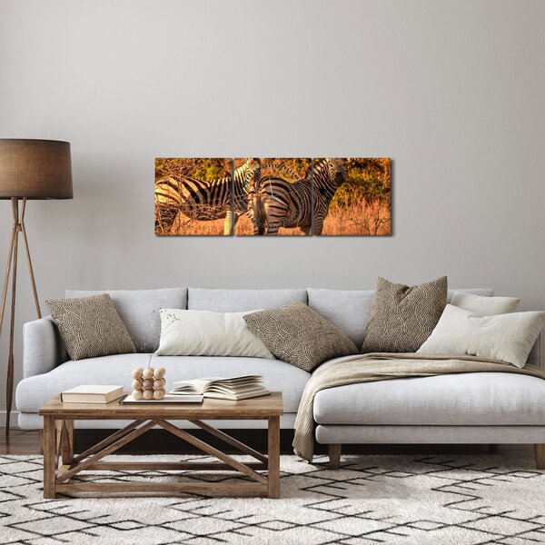 Obraz zebr (z zegarem) (90x30 cm)
