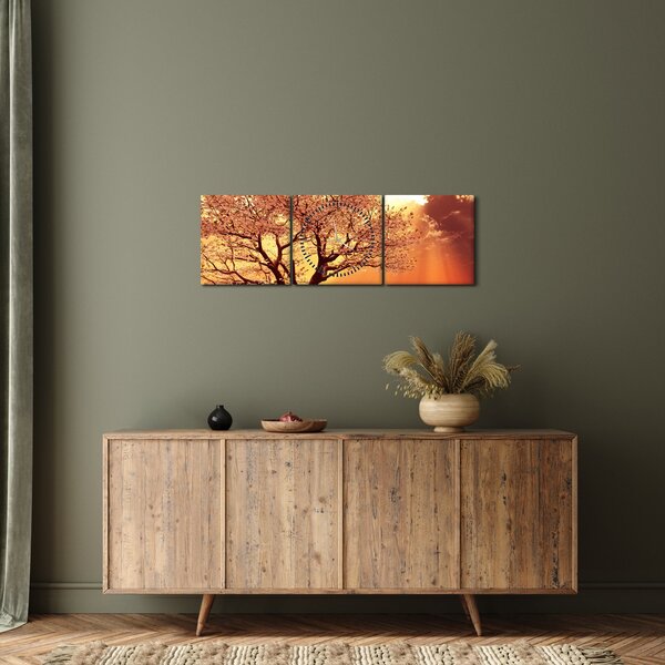 Obraz promieni Boga (z zegarem) (90x30 cm)