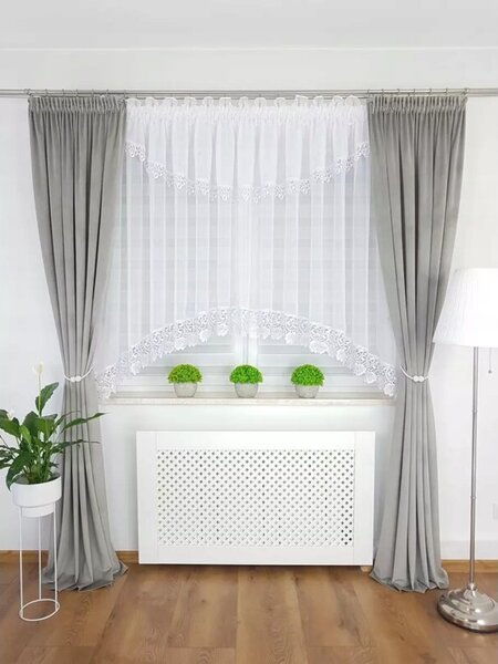 Firana z gipiurÄ 400 x 160 gipiura w kwiaty
