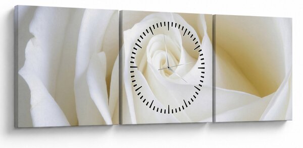 Obraz białej róży (z zegarem) (90x30 cm)