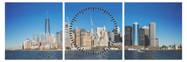 Obraz - Manhattan w Nowym Jorku (z zegarem) (90x30 cm)