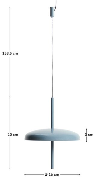 Niebieska lampa wisząca LED ze ściemniaczem z metalowym kloszem ø 16 cm Porte – Kave Home