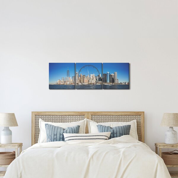 Obraz - Manhattan w Nowym Jorku (z zegarem) (90x30 cm)