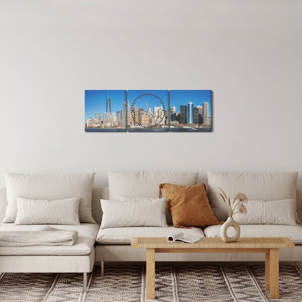 Obraz - Manhattan w Nowym Jorku (z zegarem) (90x30 cm)