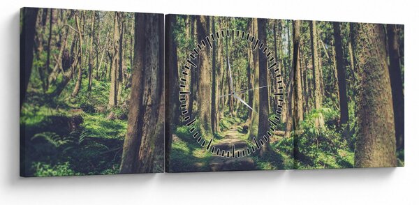 Obraz ścieżki pomiędzy drzewami (z zegarem) (90x30 cm)