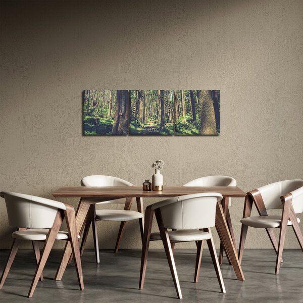 Obraz ścieżki pomiędzy drzewami (z zegarem) (90x30 cm)