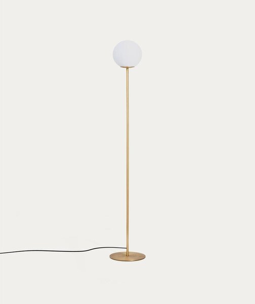 Biała/w kolorze złota lampa stojąca ze szklanym kloszem (wysokość 155 cm) Brisia – Kave Home