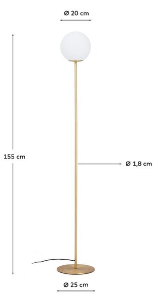 Biała/w kolorze złota lampa stojąca ze szklanym kloszem (wysokość 155 cm) Brisia – Kave Home