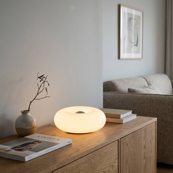 EGLO Lampa stołowa Basile, możliwość ściemniania, biały / opal, salon / jadalnia, szkło, nowoczesny