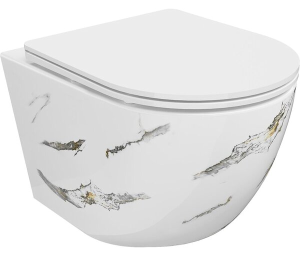 Mexen Lena miska wc Rimless z deską wolnoopadającą slim, duroplast, biała kamień - 30224091